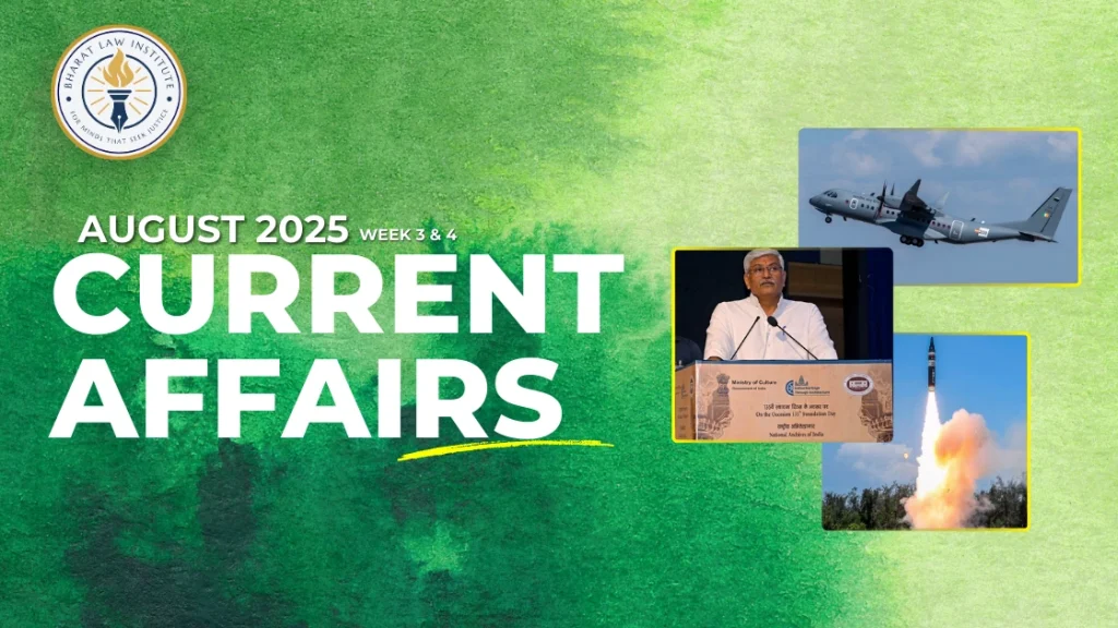 August 2025 - 3rd & 4th Week Current Affairs