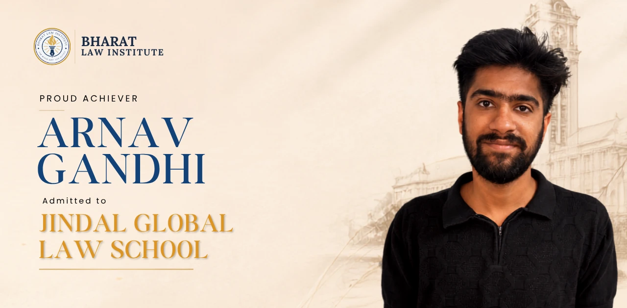 Bharat Law Institute achiever Arnav Gandhi admitted to Jindal Global Law School