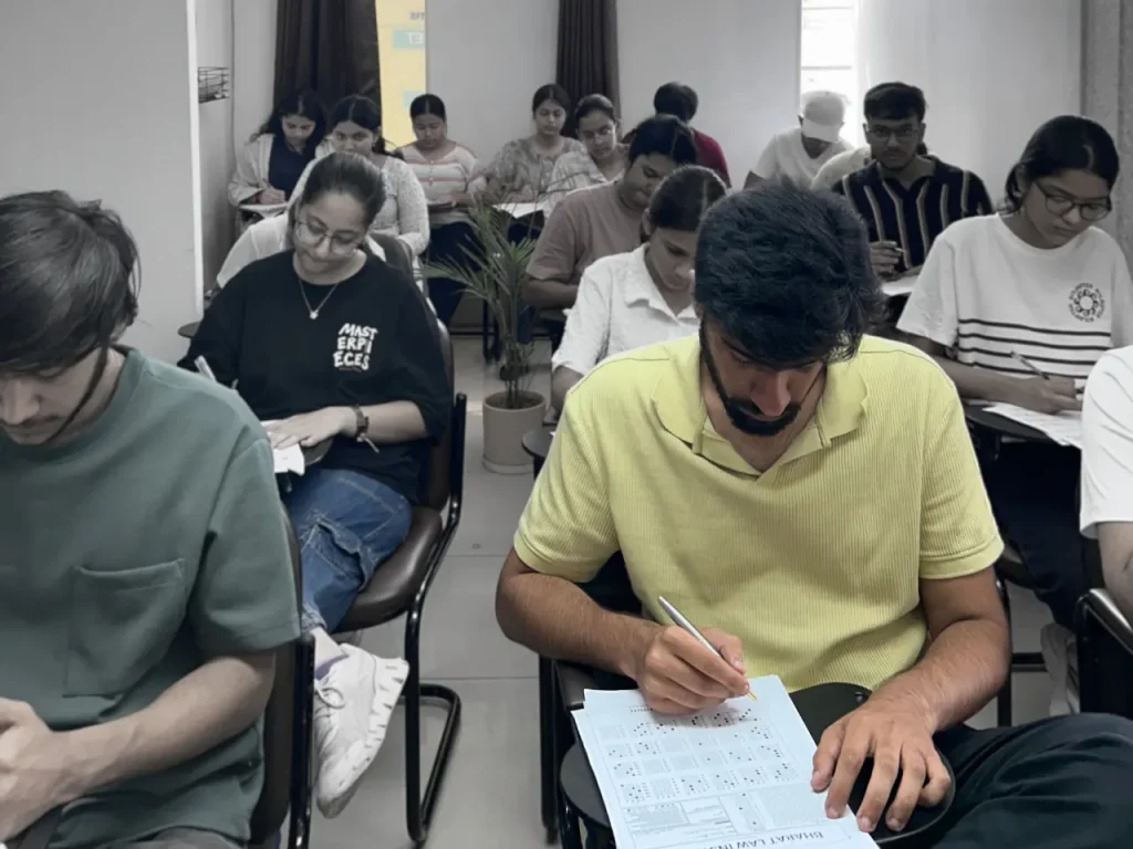 CLAT aspirants taking a mock test during their law entrance exam preparation